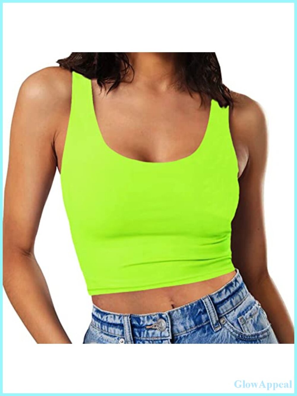 Sleeveless Crop Tank Top Double Layer Scoop Neck Slim Fit Women's